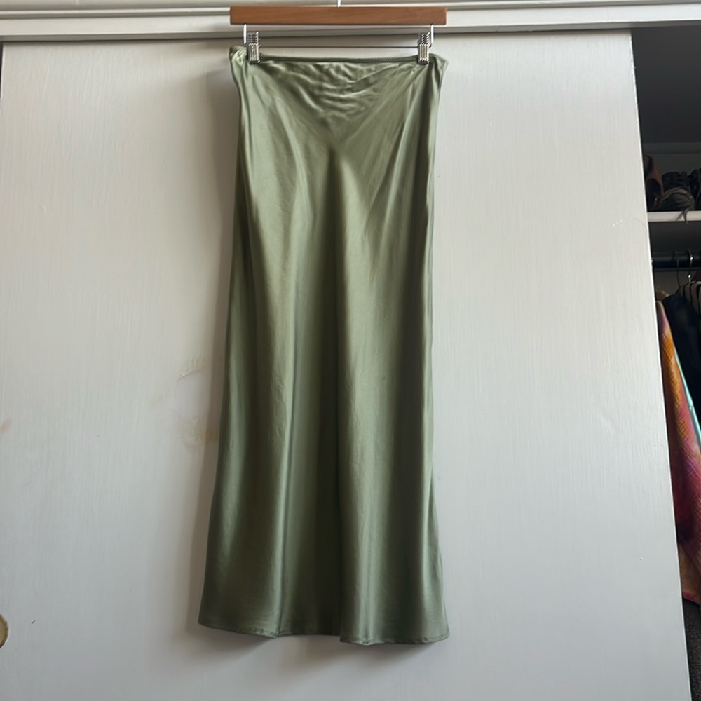 Silk reformation skirt in sage green